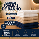 KIT COM 6 TOALHAS DE BANHO GIGANTE DE ALGODÃO
